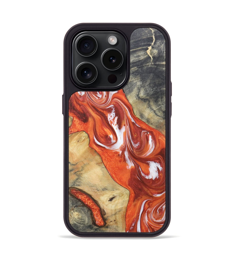 iPhone 15 Pro Wood+Resin Phone Case - Jeri (Red, 659953)