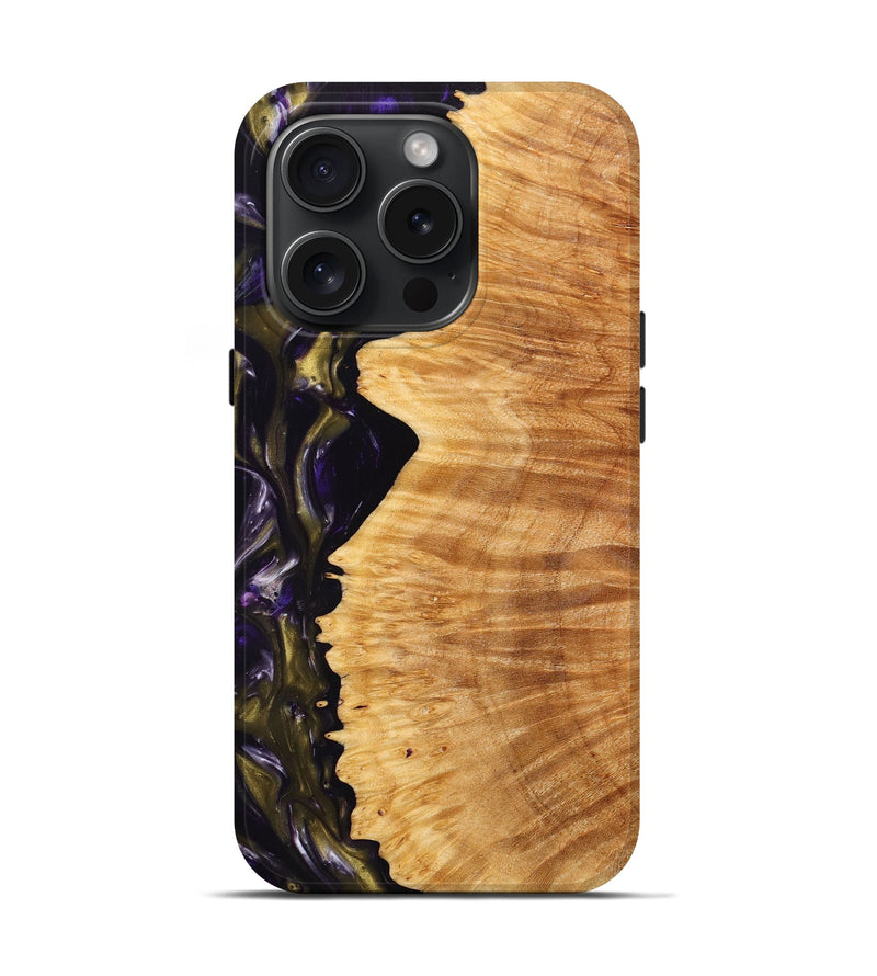 iPhone 15 Pro Wood+Resin Live Edge Phone Case - Willard (Purple, 660012)