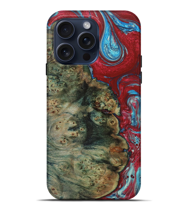 iPhone 15 Pro Max Wood+Resin Live Edge Phone Case - Dean (Red, 660014)