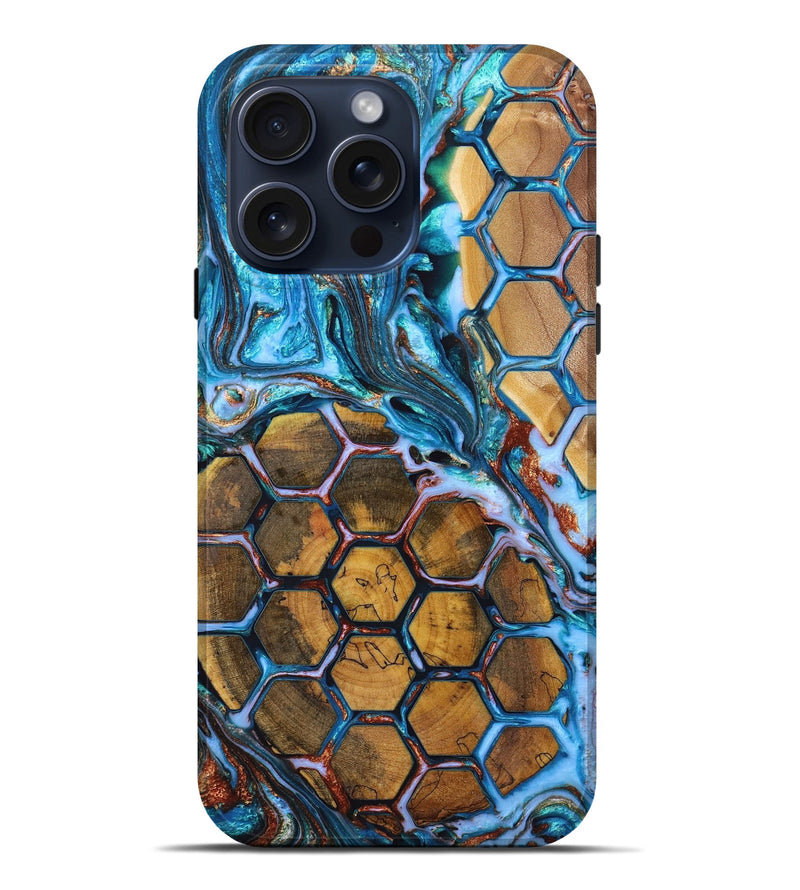 iPhone 15 Pro Max Wood+Resin Live Edge Phone Case - Derek (Pattern, 660017)