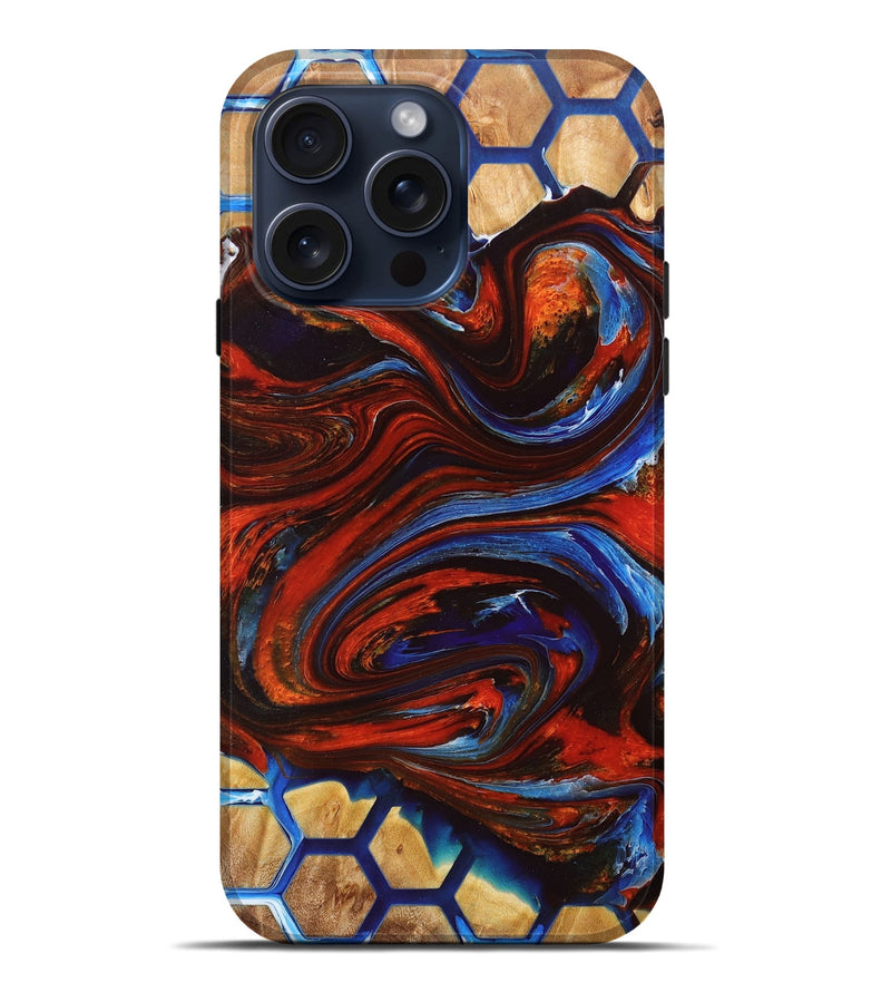 iPhone 15 Pro Max Wood+Resin Live Edge Phone Case - Cleo (Pattern, 660022)