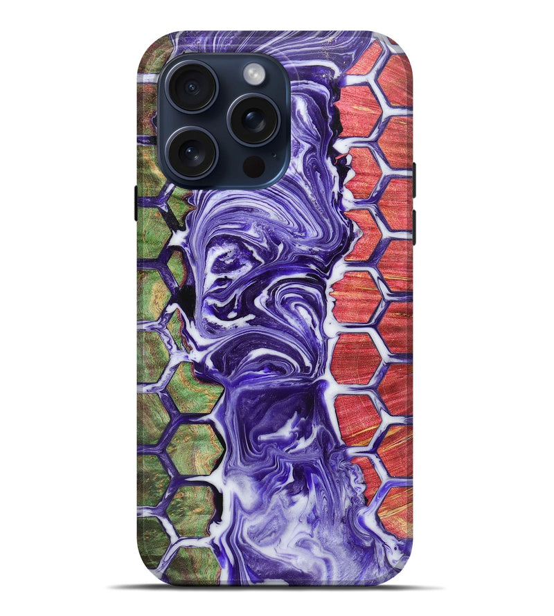 iPhone 15 Pro Max Wood+Resin Live Edge Phone Case - Doreen (Pattern, 660028)