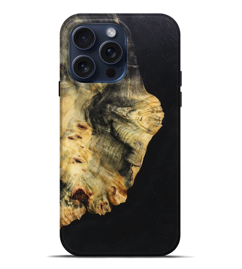 iPhone 15 Pro Max Wood+Resin Live Edge Phone Case - Aimee (Pure Black, 660029)