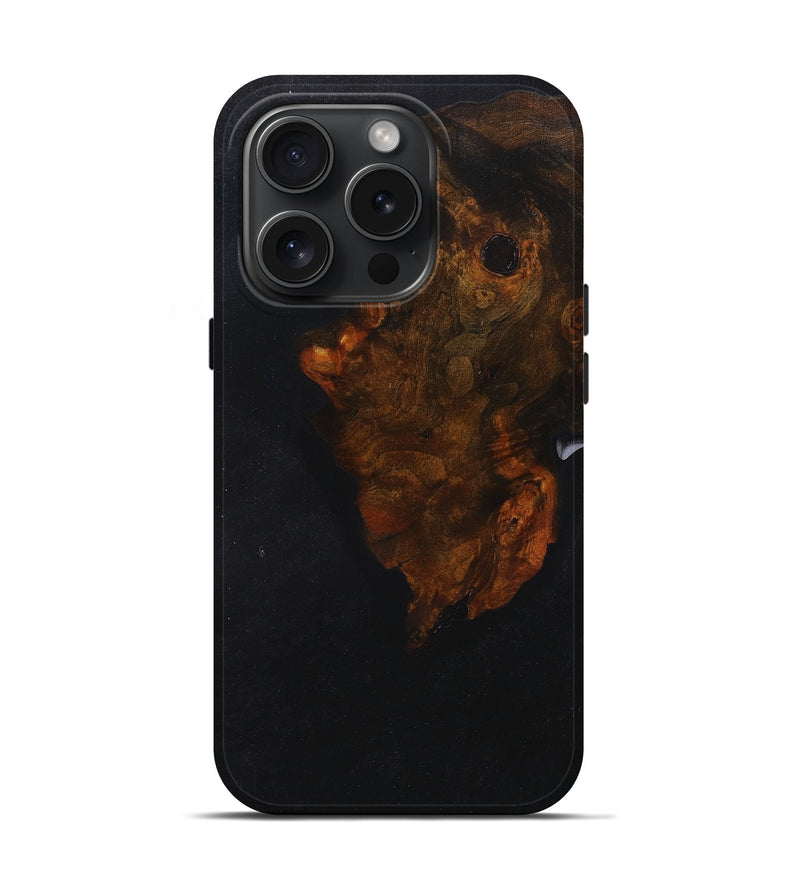 iPhone 15 Pro Wood+Resin Live Edge Phone Case - Gina (Pure Black, 660036)