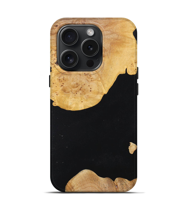 iPhone 15 Pro Wood+Resin Live Edge Phone Case - Malia (Pure Black, 660037)