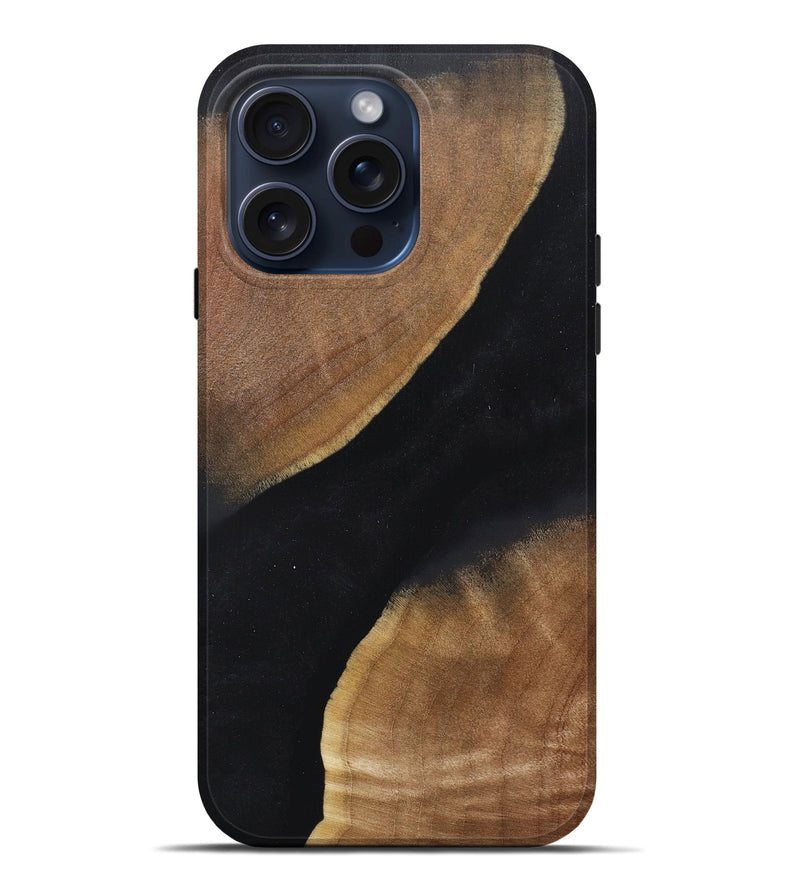 iPhone 15 Pro Max Wood+Resin Live Edge Phone Case - Iris (Pure Black, 660038)