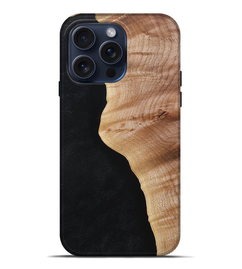 iPhone 15 Pro Max Wood+Resin Live Edge Phone Case - Rickie (Pure Black, 660039)