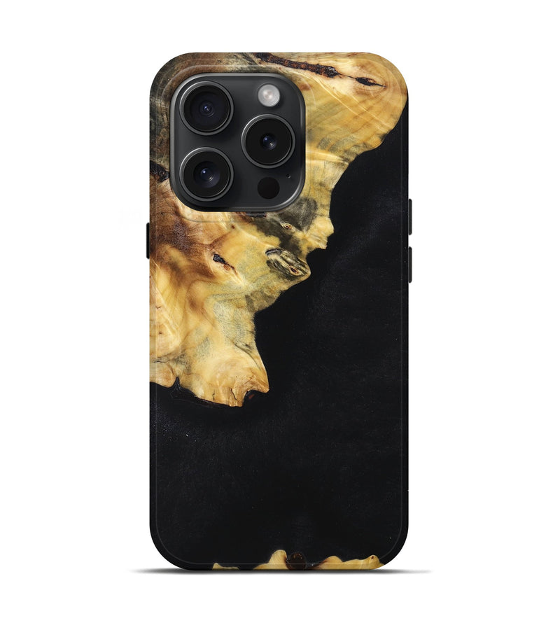 iPhone 15 Pro Wood+Resin Live Edge Phone Case - Maverick (Pure Black, 660040)