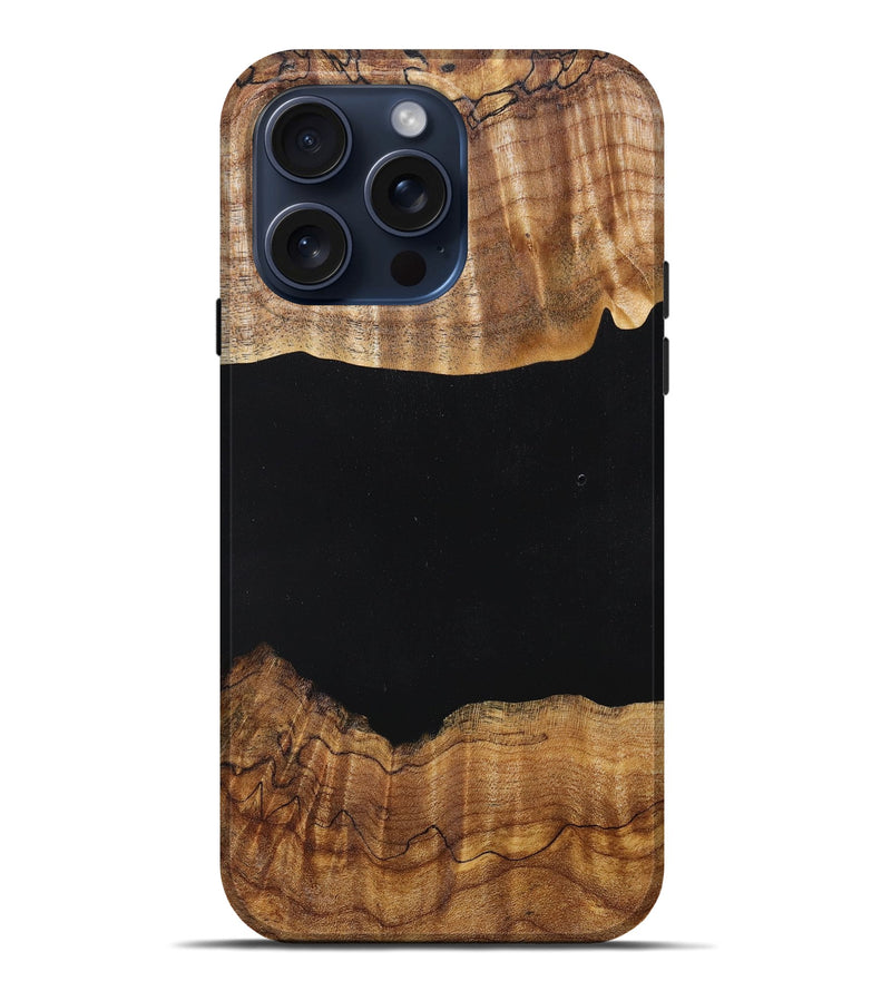 iPhone 15 Pro Max Wood+Resin Live Edge Phone Case - Carter (Pure Black, 660042)
