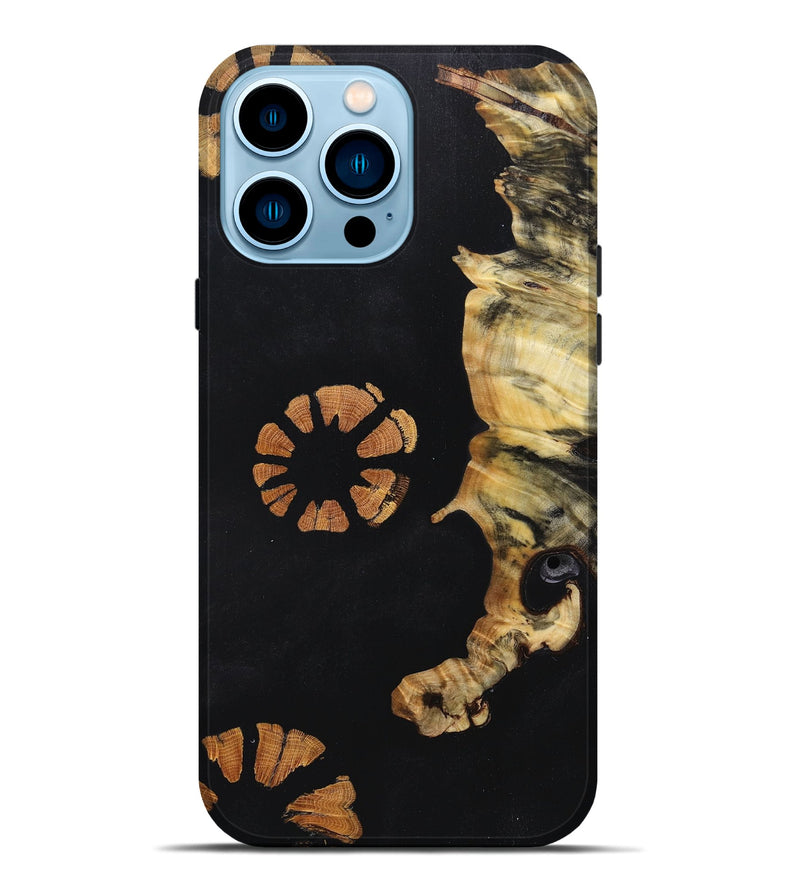 iPhone 14 Pro Max Wood+Resin Live Edge Phone Case - Zuri (Pure Black, 660044)