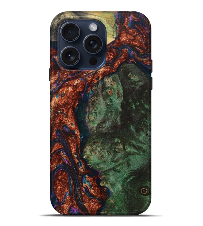 iPhone 15 Pro Max Wood+Resin Live Edge Phone Case - Paris (Red, 660045)