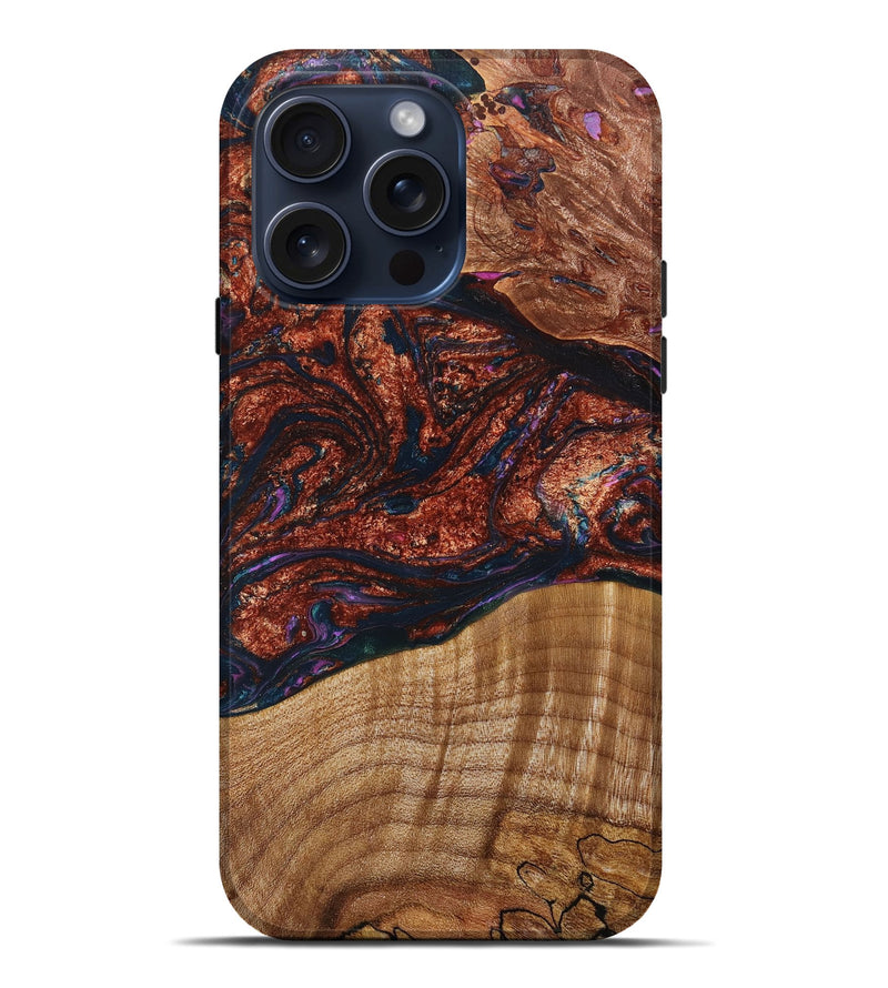 iPhone 15 Pro Max Wood+Resin Live Edge Phone Case - Lyla (Red, 660046)
