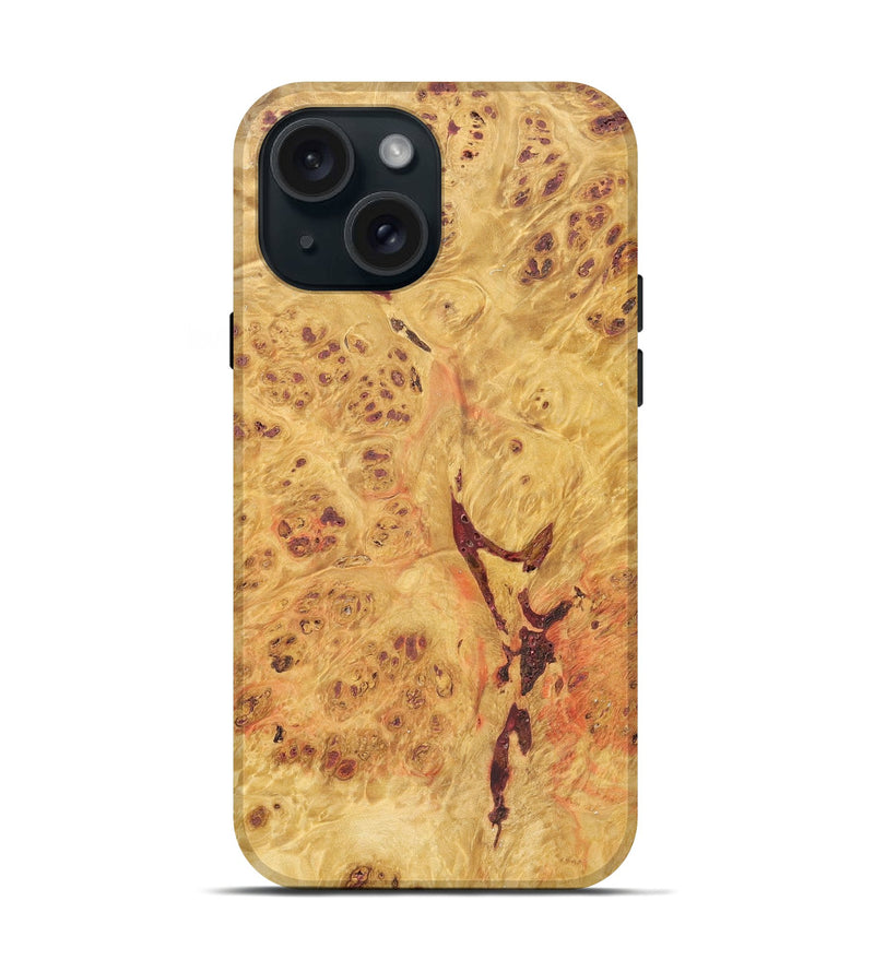 iPhone 15 Wood+Resin Live Edge Phone Case - Delores (Wood Burl, 660049)