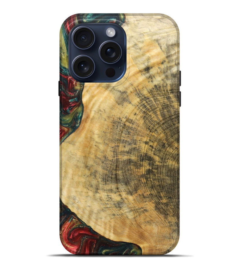 iPhone 15 Pro Max Wood+Resin Live Edge Phone Case - Jaxon (Green, 660066)