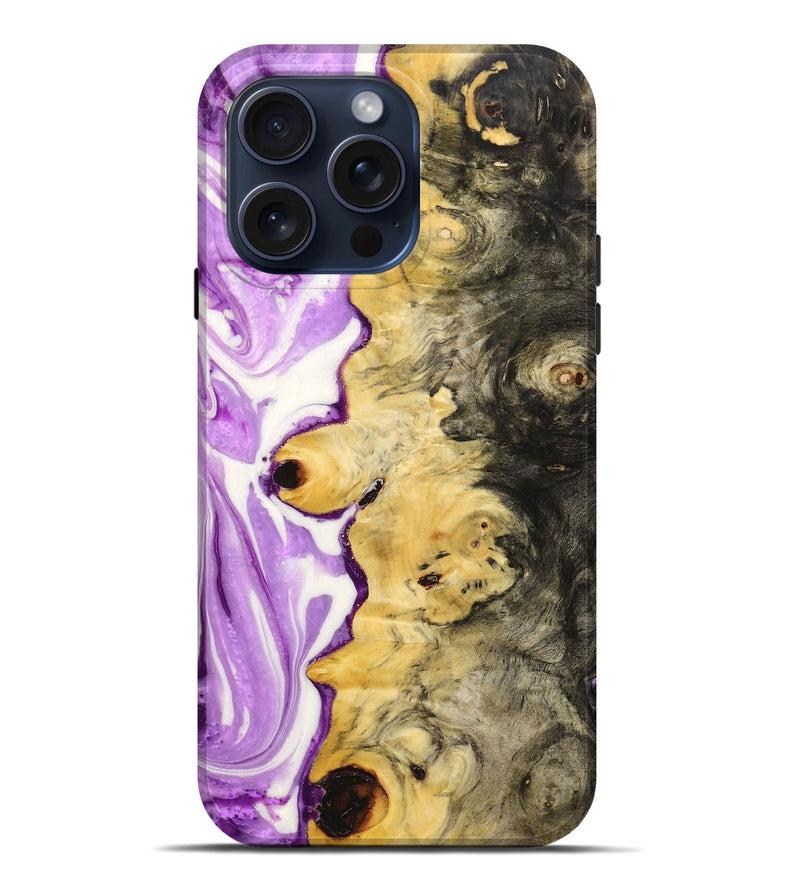 iPhone 15 Pro Max Wood+Resin Live Edge Phone Case - Shana (Purple, 660069)
