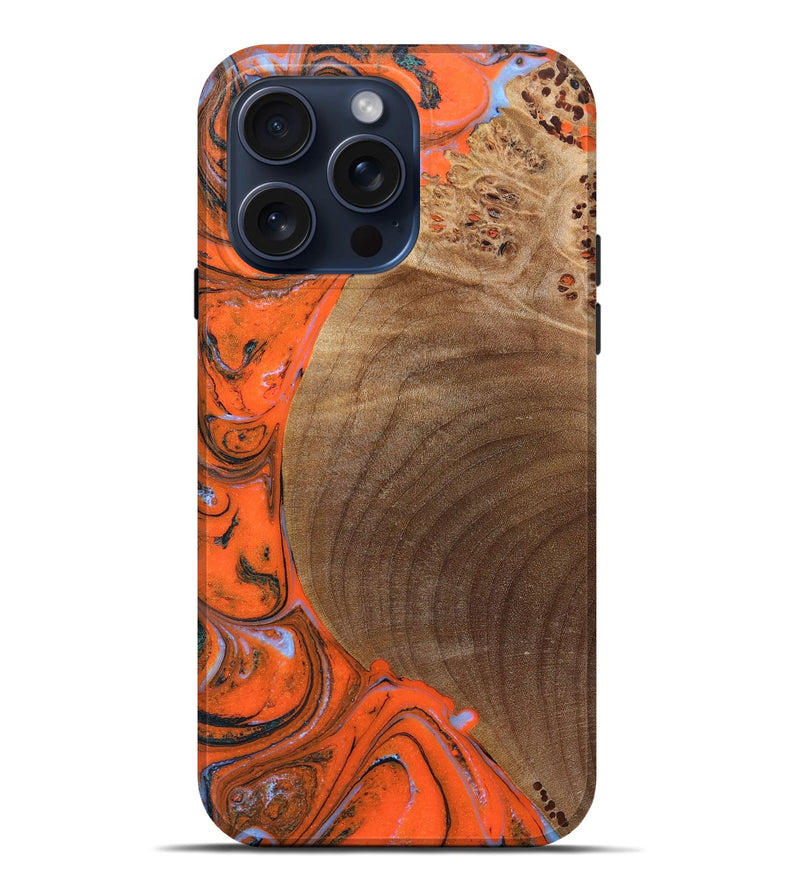 iPhone 15 Pro Max Wood+Resin Live Edge Phone Case - Rhett (Red, 660070)