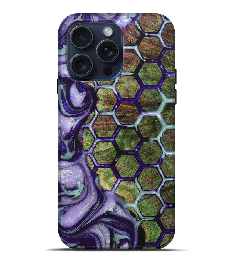 iPhone 15 Pro Max Wood+Resin Live Edge Phone Case - Karter (Pattern, 660071)