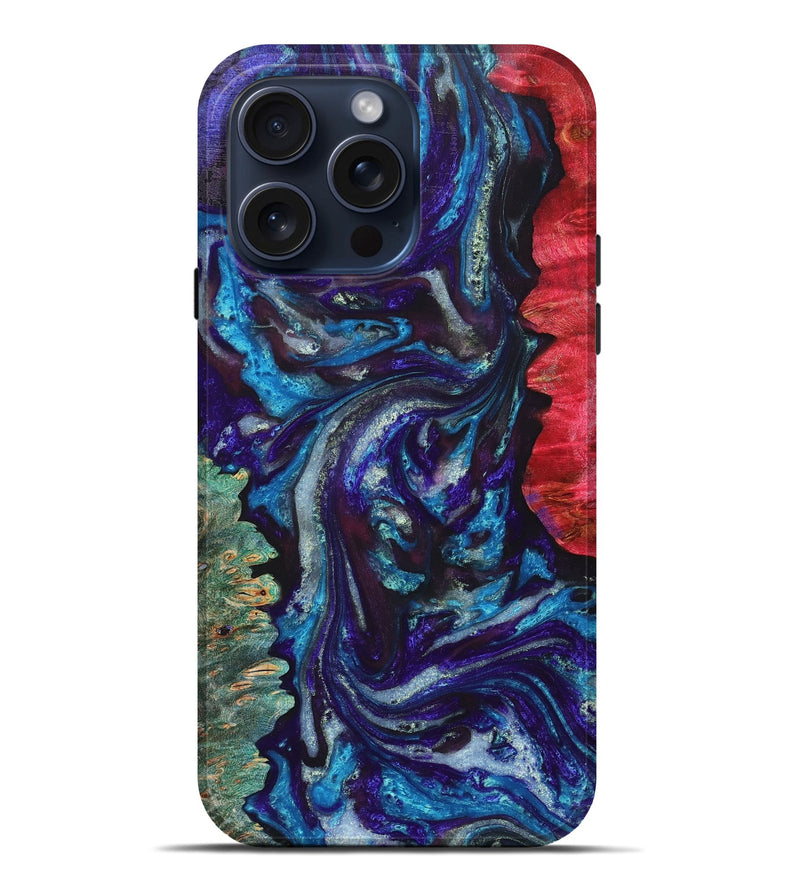 iPhone 15 Pro Max Wood+Resin Live Edge Phone Case - Daisy (Purple, 660074)