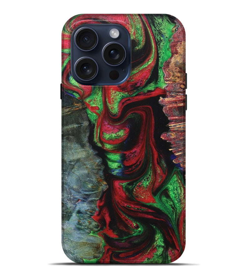 iPhone 15 Pro Max Wood+Resin Live Edge Phone Case - Thea (Red, 660077)