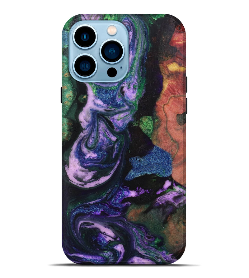 iPhone 14 Pro Max Wood+Resin Live Edge Phone Case - Roger (Purple, 660079)