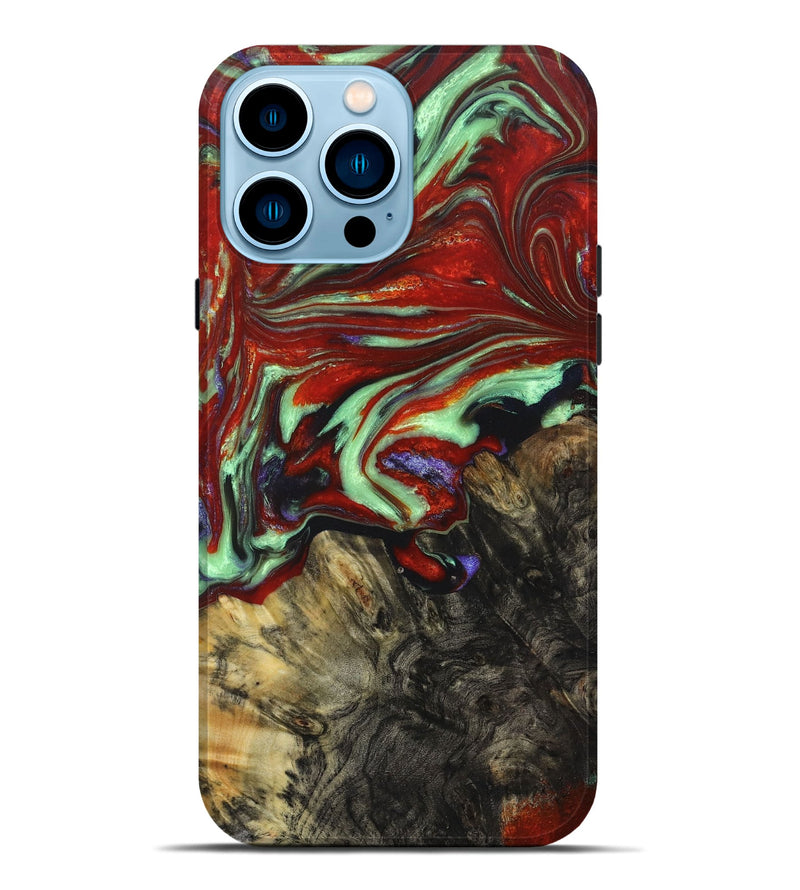 iPhone 14 Pro Max Wood+Resin Live Edge Phone Case - Atlas (Red, 660083)