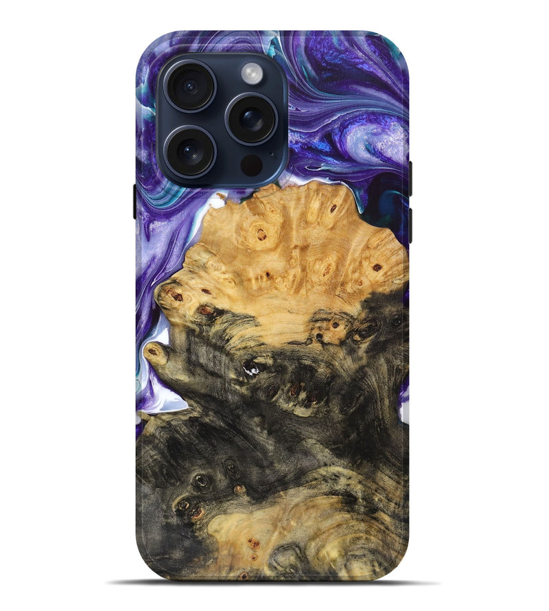 iPhone 15 Pro Max Wood+Resin Live Edge Phone Case - Irma (Purple, 660086)