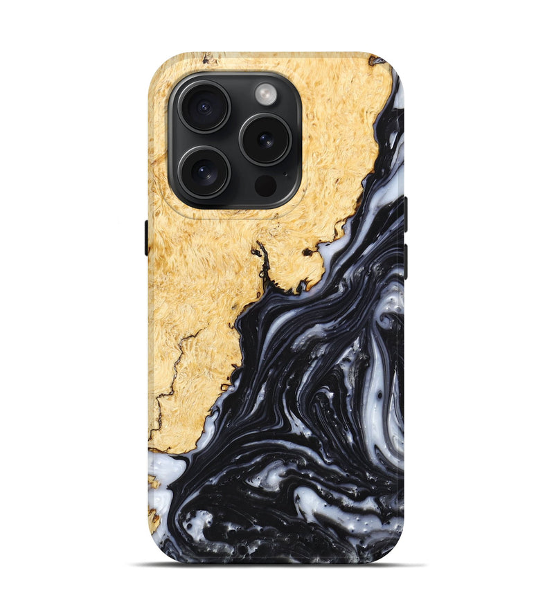 iPhone 15 Pro Wood+Resin Live Edge Phone Case - Manuel (Black & White, 660092)