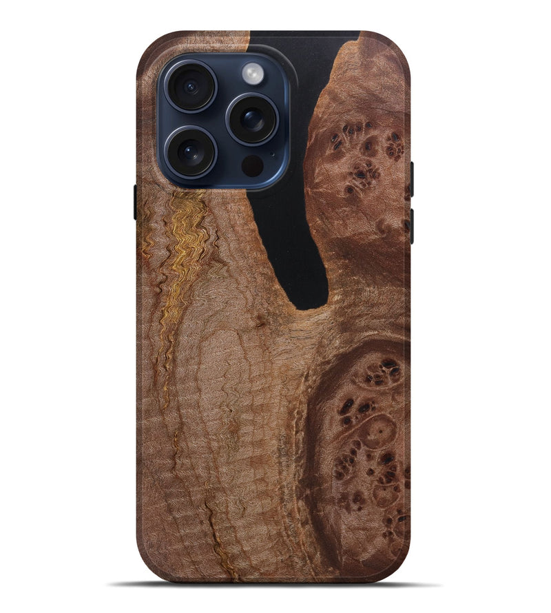 iPhone 15 Pro Max Wood+Resin Live Edge Phone Case - Tate (Wood Burl, 660265)