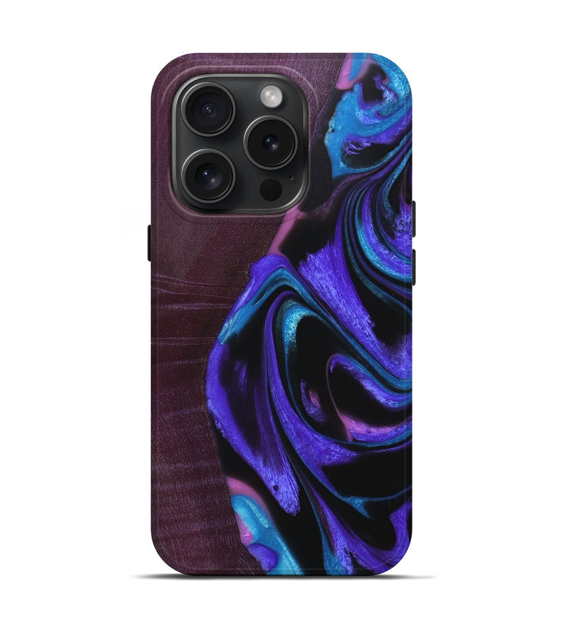 iPhone 15 Pro Wood+Resin Live Edge Phone Case - Bernadette (Purple, 660271)