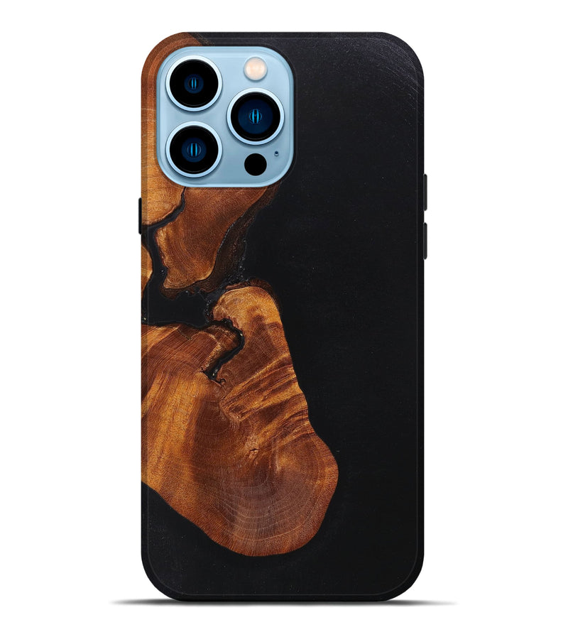 iPhone 14 Pro Max Wood+Resin Live Edge Phone Case - Isabella (Pure Black, 660272)