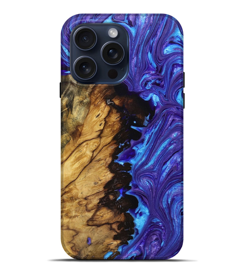 iPhone 15 Pro Max Wood+Resin Live Edge Phone Case - Marley (Purple, 660274)