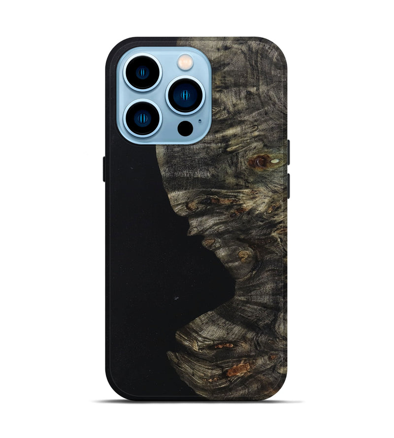iPhone 14 Pro Wood+Resin Live Edge Phone Case - Paul (Pure Black, 660276)