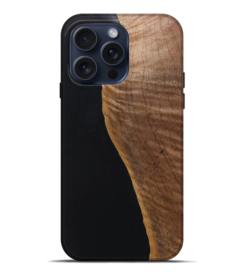 iPhone 15 Pro Max Wood+Resin Live Edge Phone Case - Jensen (Pure Black, 660277)