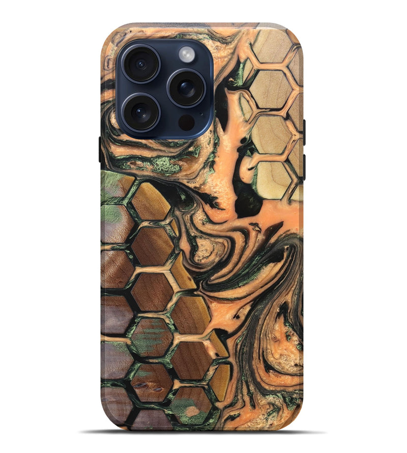iPhone 15 Pro Max Wood+Resin Live Edge Phone Case - Tevin (Pattern, 660280)
