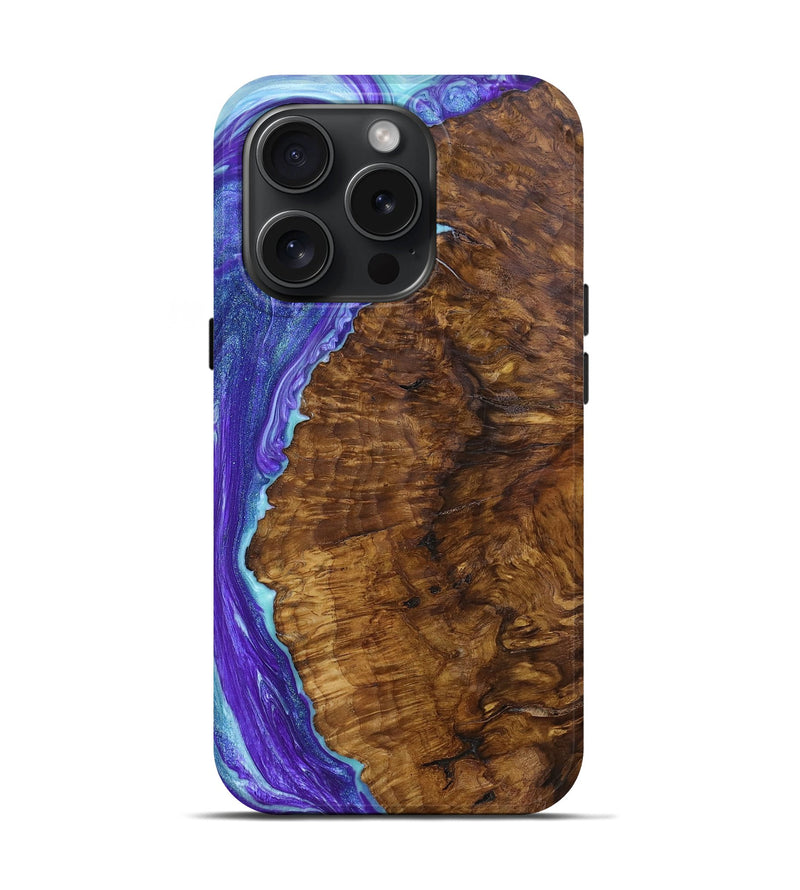 iPhone 15 Pro Wood+Resin Live Edge Phone Case - Otis (Purple, 660313)