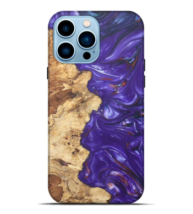iPhone 14 Pro Max Wood+Resin Live Edge Phone Case - Rene (Purple, 660347)