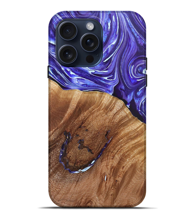 iPhone 15 Pro Max Wood+Resin Live Edge Phone Case - Mikaela (Purple, 660349)