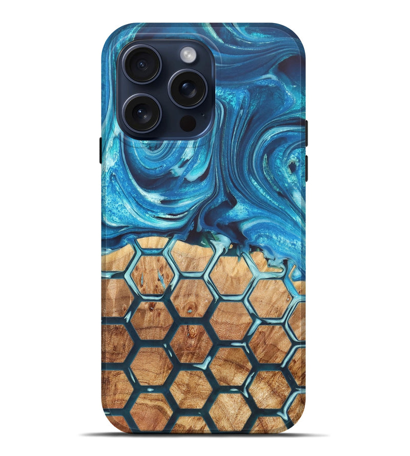 iPhone 15 Pro Max Wood+Resin Live Edge Phone Case - Alfred (Pattern, 660350)