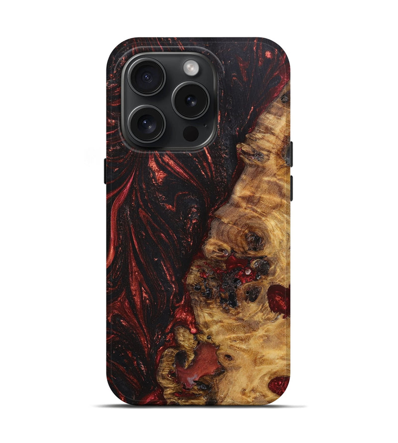 iPhone 15 Pro Wood+Resin Live Edge Phone Case - Ashleigh (Red, 660353)