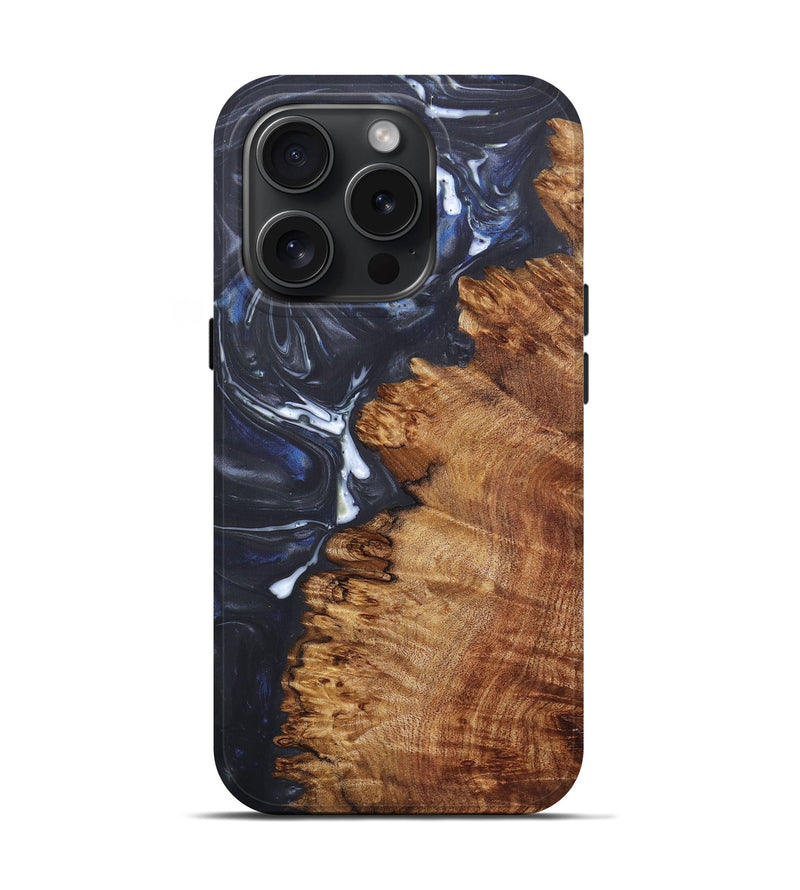 iPhone 15 Pro Wood+Resin Live Edge Phone Case - Carlos (Black & White, 660361)