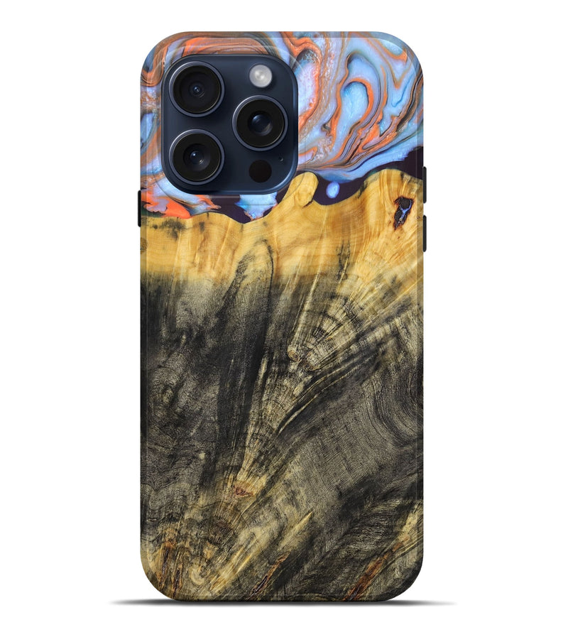 iPhone 15 Pro Max Wood+Resin Live Edge Phone Case - Marilyn (Blue, 660363)