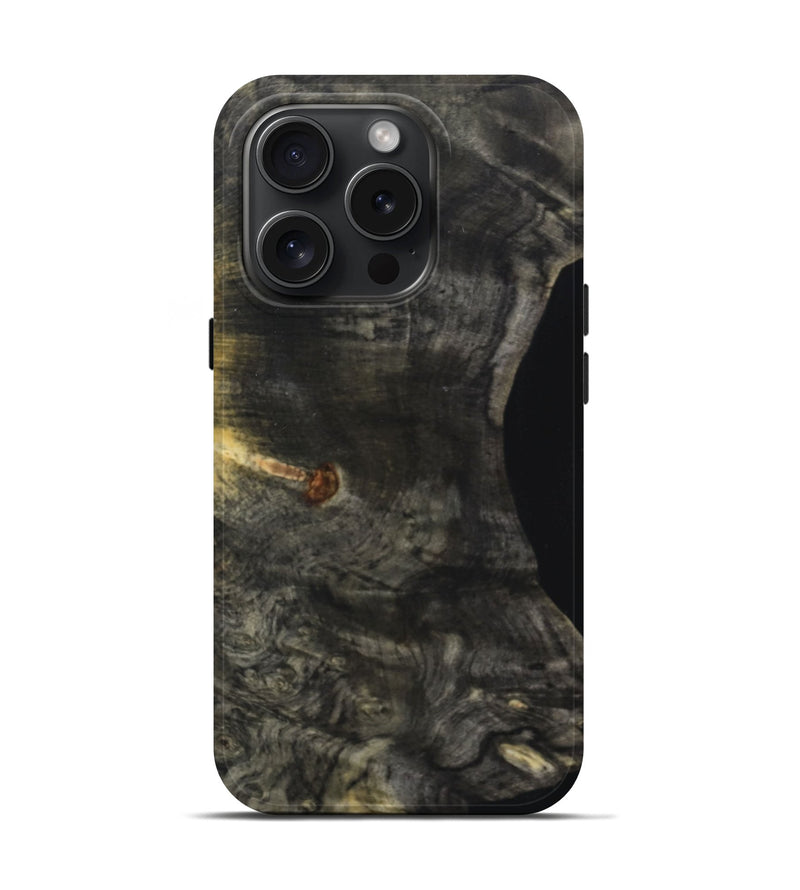 iPhone 15 Pro Wood+Resin Live Edge Phone Case - Katie (Pure Black, 660745)