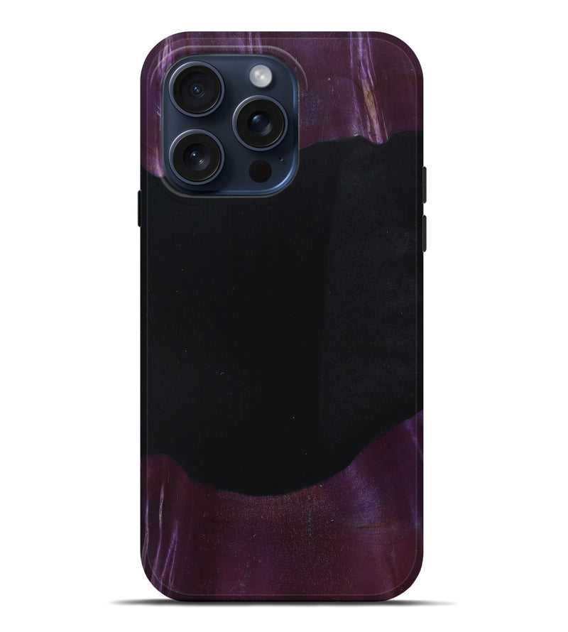iPhone 15 Pro Max Wood+Resin Live Edge Phone Case - Ana (Pure Black, 660753)