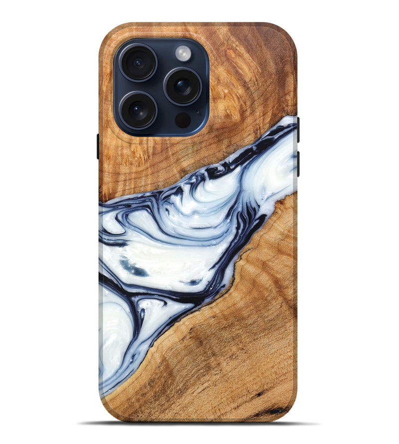 iPhone 15 Pro Max Wood+Resin Live Edge Phone Case - Alina (Blue, 660765)