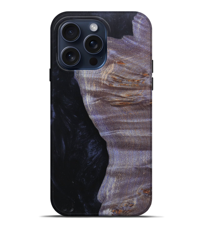 iPhone 15 Pro Max Wood+Resin Live Edge Phone Case - Horace (Pure Black, 660767)