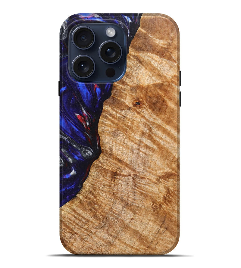 iPhone 15 Pro Max Wood+Resin Live Edge Phone Case - Major (Blue, 660769)
