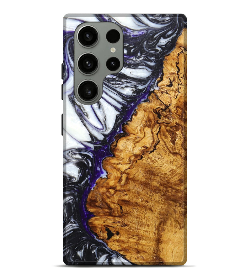 Galaxy S23 Ultra Wood+Resin Live Edge Phone Case - Patti (Black & White, 660774)