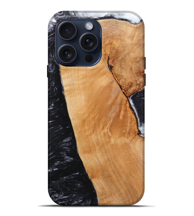 iPhone 15 Pro Max Wood+Resin Live Edge Phone Case - Amari (Black & White, 660778)