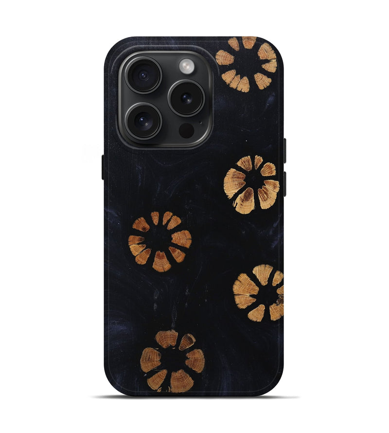 iPhone 15 Pro Wood+Resin Live Edge Phone Case - Timmy (Pure Black, 660783)