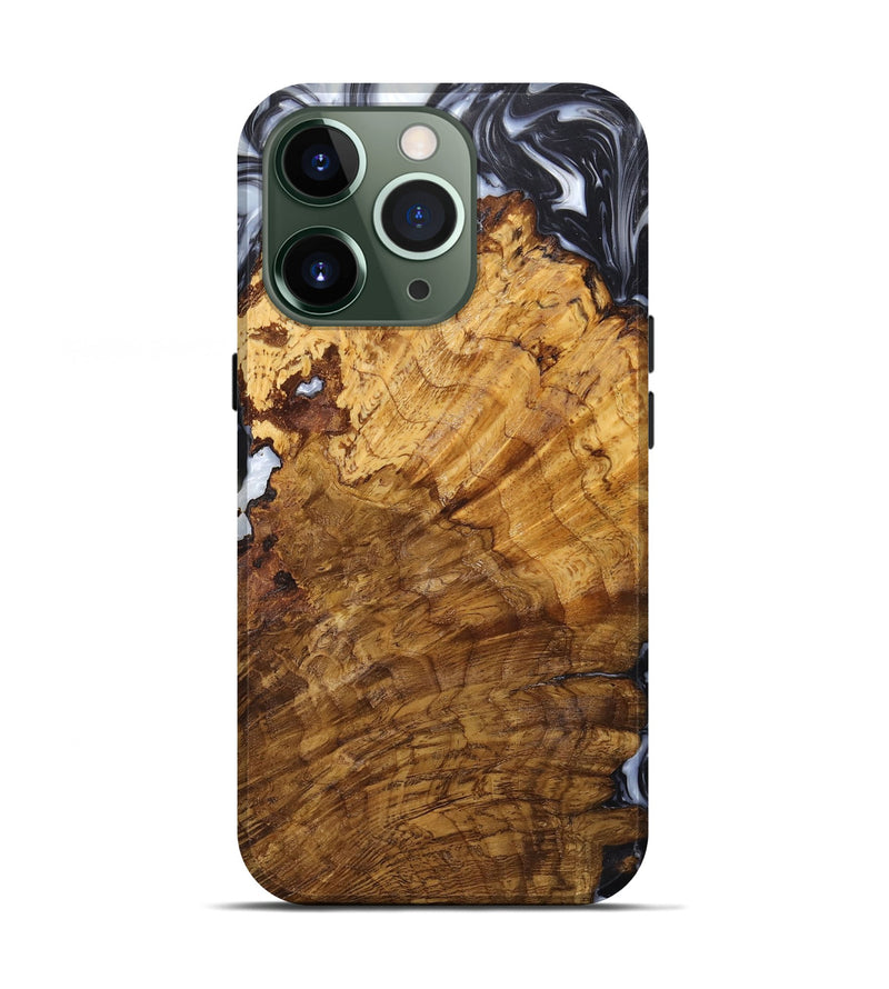 iPhone 13 Pro Wood+Resin Live Edge Phone Case - Maisie (Black & White, 660788)